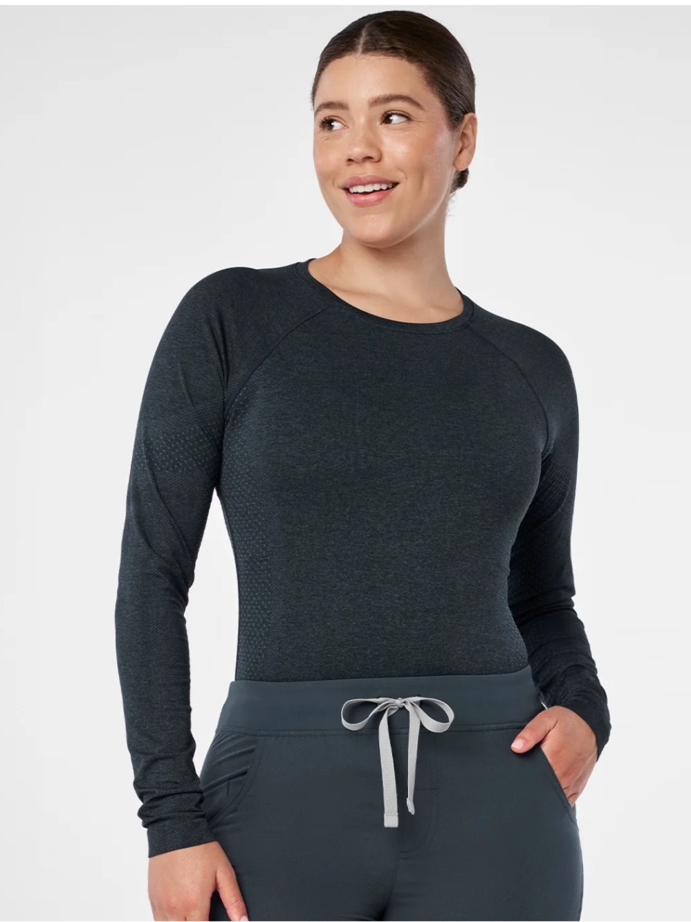 Long Sleeve Seamless Active Top - Dark Charcoal